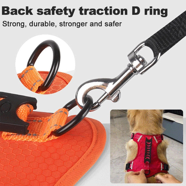Non-pull, pet leash & adjustable chest harness